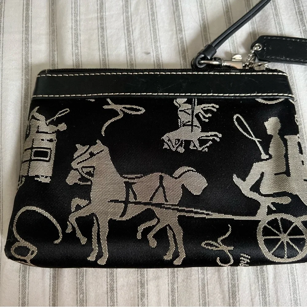 Vintage Coach Horse & Carriage Wristlet Wallet Pouch Stagecoach Y2K